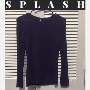 Solid Navy Long Sleeve Top